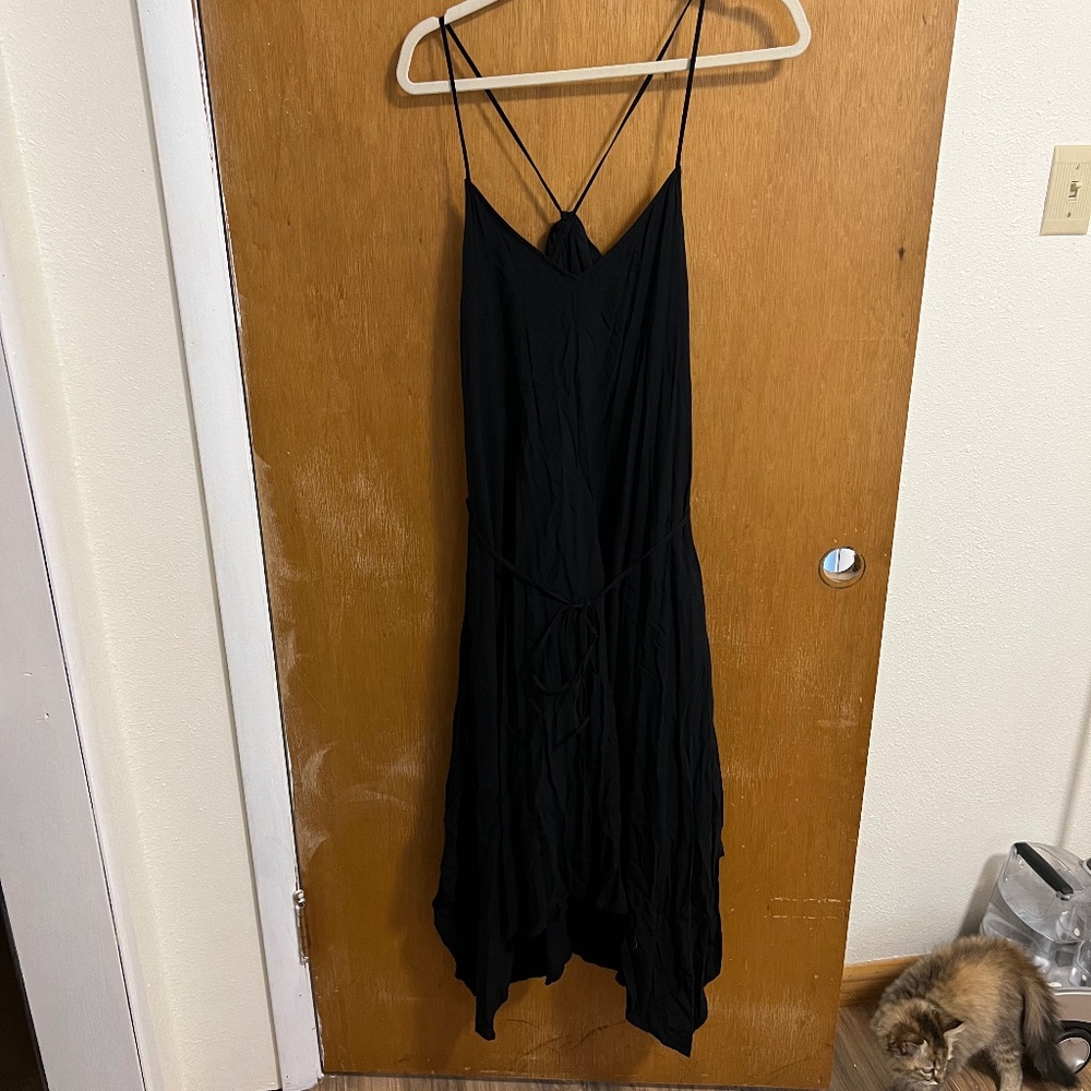 Black Strapie ModCloth Tie Up Dress with Waist Tie